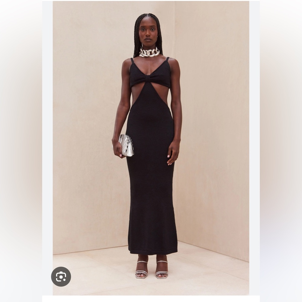 cult gaia Black Cutout Knit Maxi Dress
